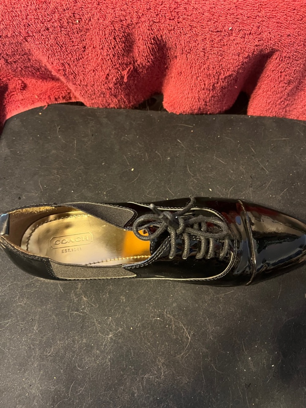 COACH BLACK PATENT LEATHER LACE-UP OXFORD SHOES DIZE 8.5